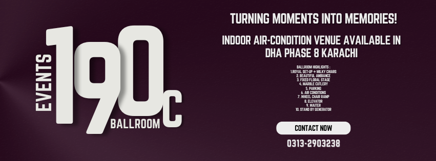 Event's 190C Ballroom wedding venue in Karachi